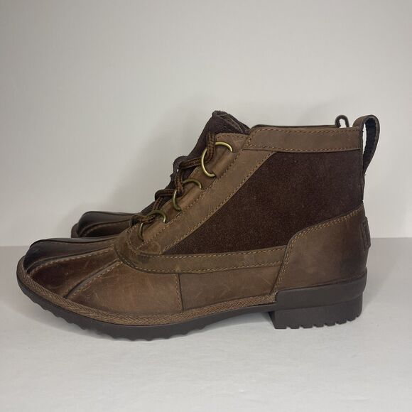 UGG Heather Women’s Sz 7 Waterproof Duck Boots Ankle Brown S/N 1095156 EUC - Picture 1 of 9
